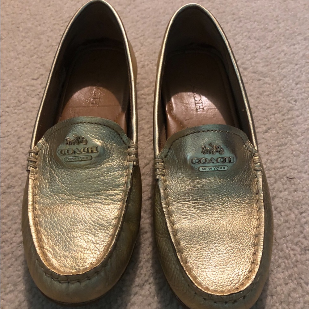 Coach Gold Metallic Loafer SZ 6.5